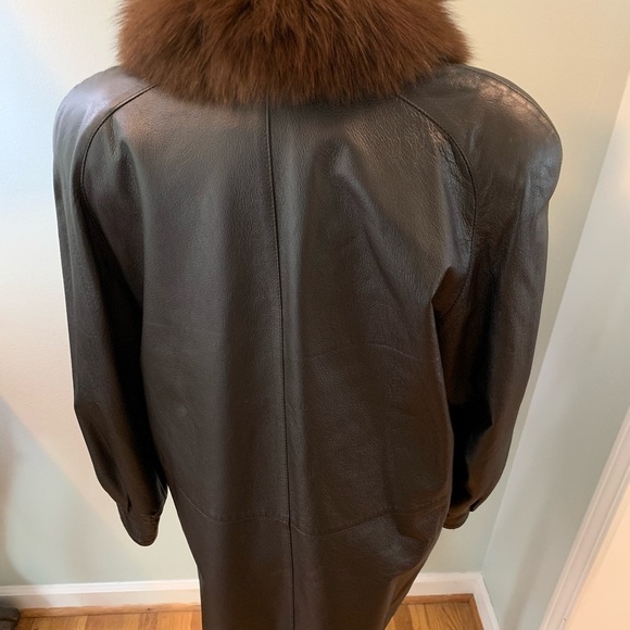 Henig Furs Vintage leather & fur coat, size M - Picture 3 of 8